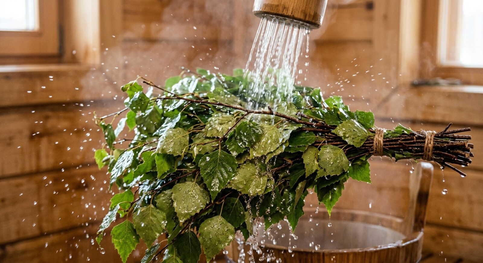 Сначала обязательно промываем веник